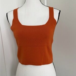 Mango Terracotta Knit Crisscross Back Crop Top